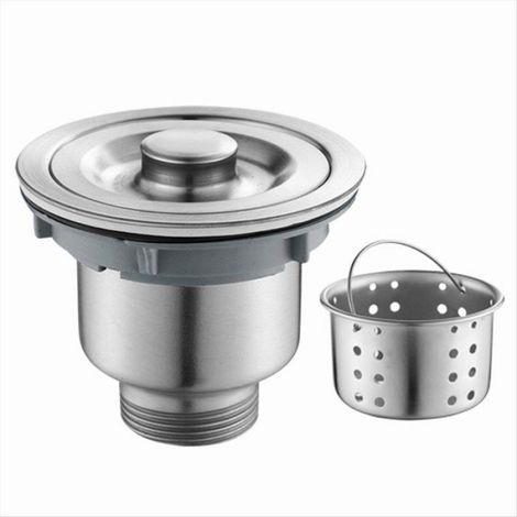 Bonde D'Évier - Acier Inoxydable 304 - Pour Évier Cuisine Standard - Anti-Odeurs - Kit Complet avec Panier Profond - 1 Pièce (1/4)