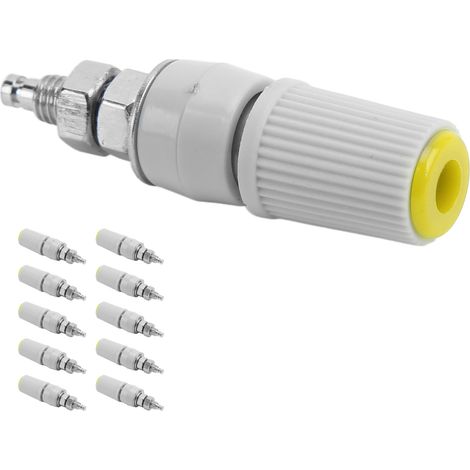 Lot de 10 fiches bananes M5 de 4 mm, nickelées, pour appareils électroniques, jaunes (1/5)