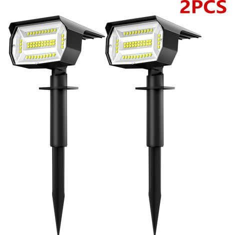 Lot de 2 lampes solaires d'extérieur puissantes : projecteur solaire avec détecteur de mouvement, 48 LED blanches, étanche, réglable pour allées de jardin.