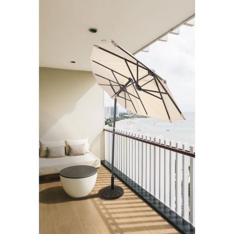 Balkon Sonnenschirm 300x150 cm UPF50 drei Kuppeln Sonnenschutz Gartenschirm Terrassenschirm Balkonschirm Sonnenschutzschirm Strandschirm Natur (1/4)
