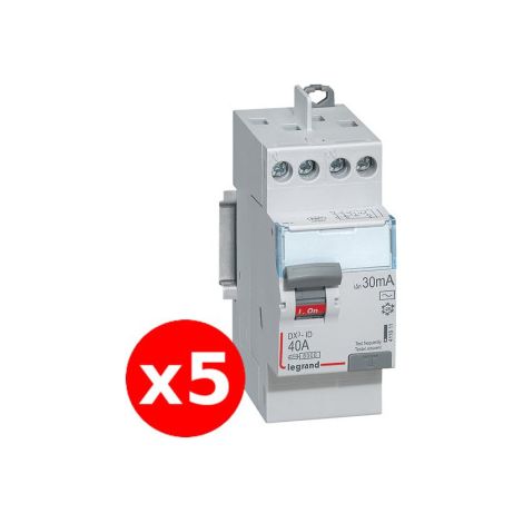Legrand - DXu00b3 - LOT de 5 Inter Diffu00e9rentiels - 2x40A - 30mA AC - Ru00e9f. : 411611 X 5 (1/3)