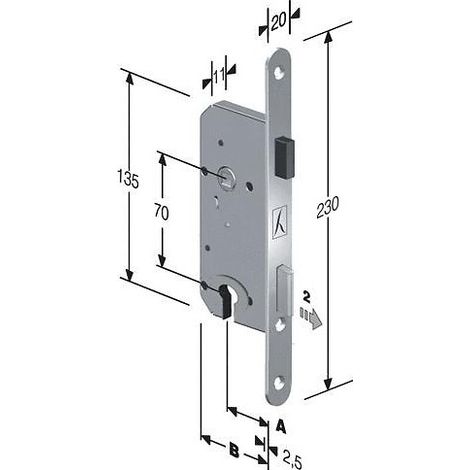 Serrure à larder à pêne magnétique – Clé type I – Axe 50 mm – Sécurisation portes – Pour bois dur – Bonaiti