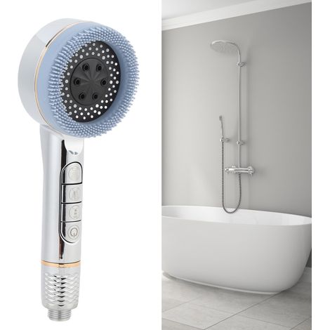 Cabezal de ducha de mano con filtro integrado, múltiples tipos de chorro: aumento de presión, diseño plateado, fácil instalación. (1/5)