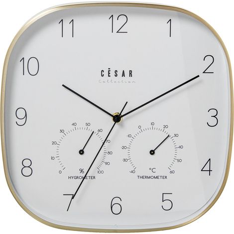 Orologio da Parete con Termometro e Igrometro D 28cm Argento Peraga Home