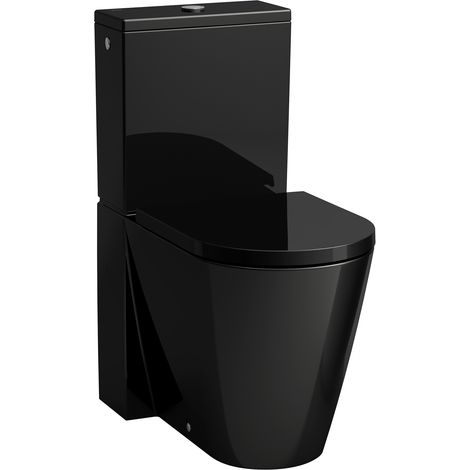 Stand-WC-Kombination KARTELL tief spülrandlos für Spülkasten schwarz (1/5)
