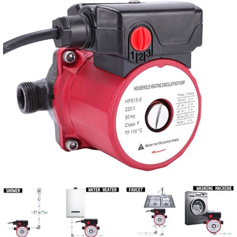 Pompe de recirculation d'eau chaude, 65 L/min, système de pompe de circulation instantanée, contrôle à 3 vitesses, 100 W, CA 220 V,tête en fonte, pour chauffe-eau