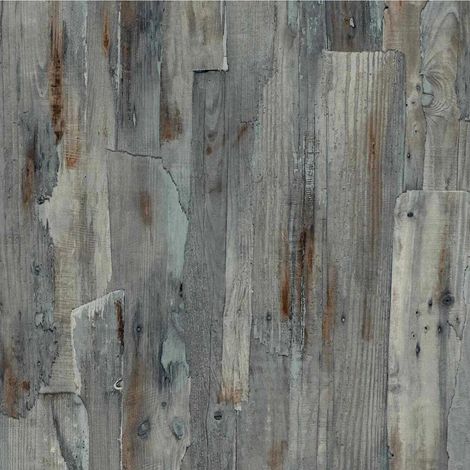 Wood Effect Wallpaper Grey Blue Teal Paste The Wall Vinyl Weathered Panel (1/4)