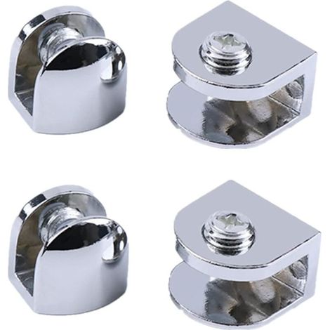 4-teiliges Glasklemmset, Glashalter, Wandhalterung, verstellbare Halterung, geeignet für 10 mm dickes Glas, Glasbefestigungszubehör