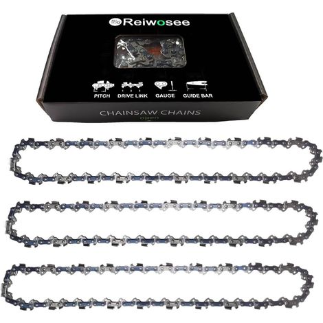 3 Stück 8-Zoll-Kettensägenketten für Mini-Akku-Kettensägen, 1/4"-Teilung, 0,043" (1,1 mm) Treibgliedstärke, 48 DL-Treibglieder, 20 cm nutzbare Schnittlänge (1/5)
