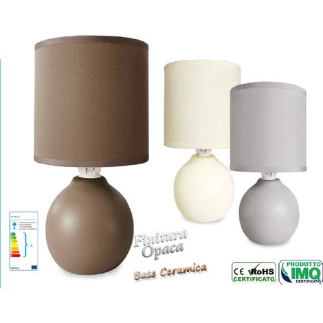 Lampada da Tavolo con base in Ceramica Tinta Unita Opaca 26 cm 3 Colori (1/2)