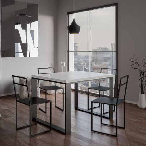 Tavolo "Siracusa" allungabile in legno per sala da pranzo -Allungabile fino a 240 cm / Bianco Frassino (1/4)