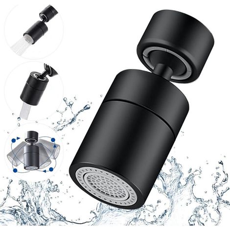 Aérateur de robinet,Pivotant 360 Degrés-2 Modes Réglable Cuisine Robinet Filtre Barboteur Pour Cuisine Salle De Bain,avec Adaptateur Filetage Externe 22mm-Fil Interne 24mm (1/5)