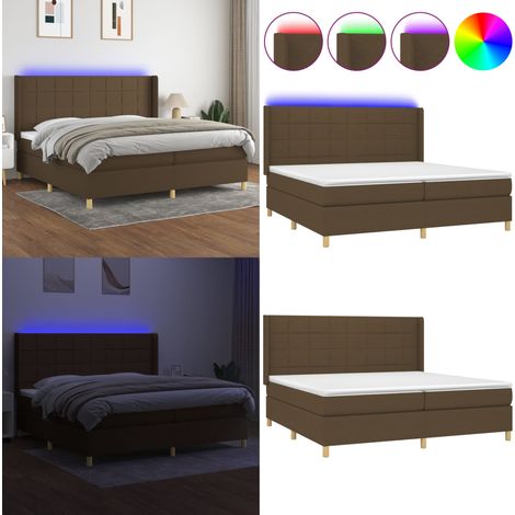 Sommier à lattes de lit matelas et LED Marron foncé 200x200 cm - Sommier Tapissier - Lit Plateforme - Lit Avec Rangement - Lit Design - Lit Moderne - Home & Living (1/5)