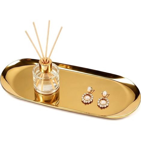 Gold Serving Tray, Oval Gold Stainless Steel Tray (1/5)
