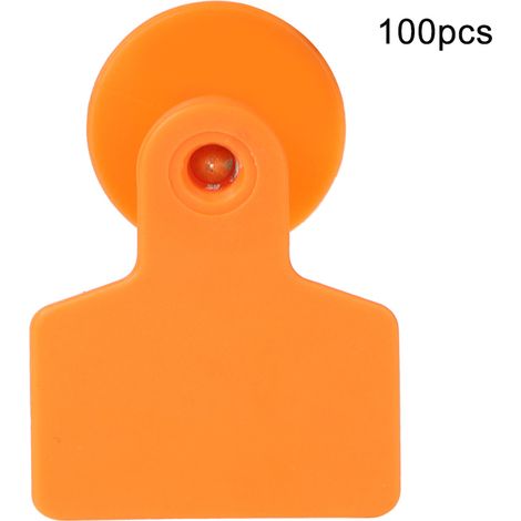 Packung mit 100 Ohrmarken – orange – Schwein / Rind / Schaf – 48 x 40 mm