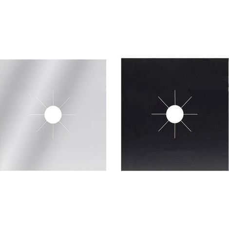 Protège-brûleurs de cuisinière à gaz réutilisables, revêtement antiadhésif, lot de 4, couleur argent (1/5)