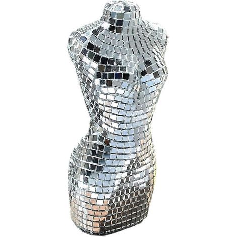 Vase Disco en céramique fait main, vase floral argenté de 18 cm pour la décoration intérieure (1/5)