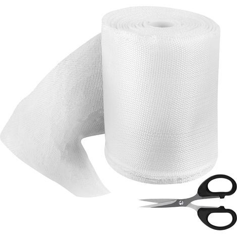 Rouleau de ruban en fibre de verre, tapis en fibre de verre, tissu d'armature, bande de recouvrement des joints, 26 m x 10 cm, avec 1 paire de ciseaux (26 m x 10 cm) (1/5)