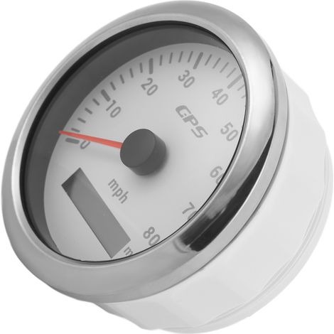 Compteur de vitesse GPS 85mm 3,35in Odomètre 80MPH/H Acier inoxydable Universel Voiture Bateau Moteur Blanc (1/5)