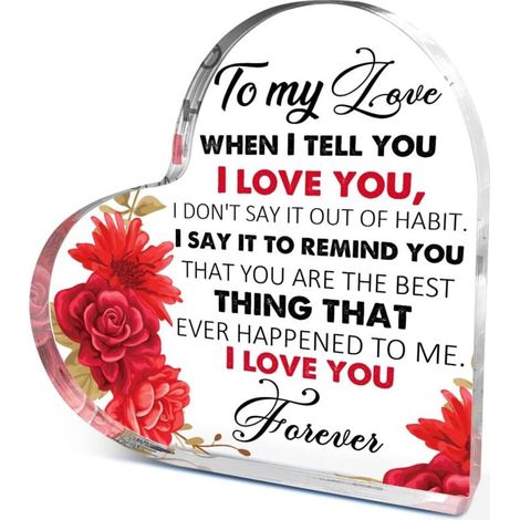 Plaque décorative cœur en acrylique à poser, cadeau élégant pour papa maman sœur(15 cm) (1/4)