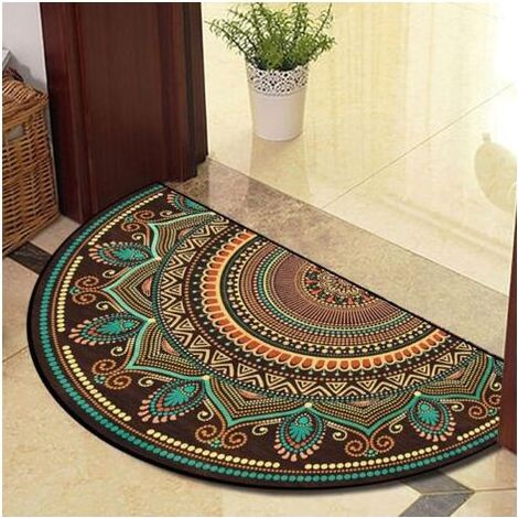 Paillasson demi-lune absorbant 40x60cm – Tapis antidérapant intérieur/extérieur – Pour entrée, terrasse, cuisine – Nettoyage facile (1/5)