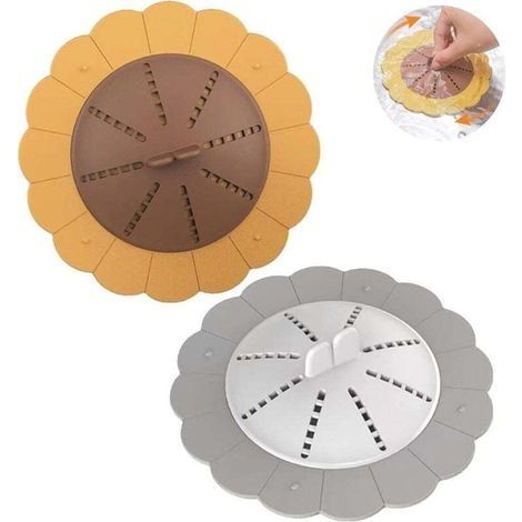 Filtre Cheveux Baignoire, Protection de Drain de Silicone, 2pcs Filtre Baignoire Anti Cheveux, Utilisé dans la Salle de Bain et la Cuisine, la Salle de Filtre à Cheveux en Silicone. (1/4)