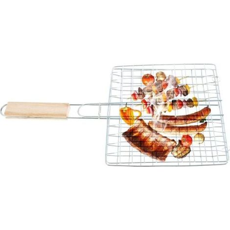 Panier en acier Inoxydable, BBQ Panier à Fischbräter/Panier à Fischbräter/Filet de Camping Poignée  pour Rôti de Poisson, de Légumes, Crevettes, Fruits de mer (1/5)