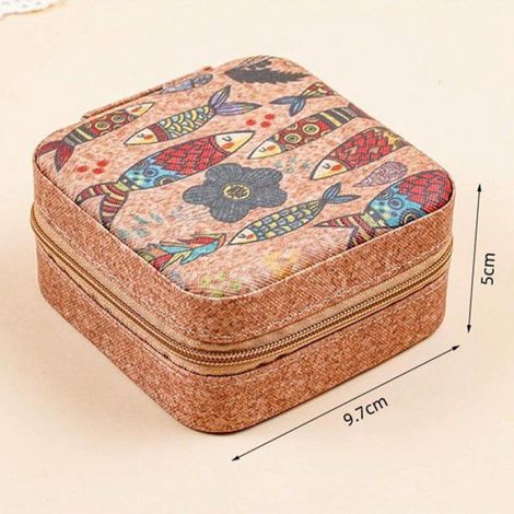 Boîte à Bijoux Portable Vintage Organisateur pour Boucles d’Oreilles Colliers Bagues et Bracelets Motif Trèfle (1/4)