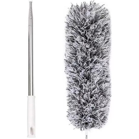 1 Brosse à poussière, microfibre, manche extensible 280 cm, tête flexible, lavable, pour ventilateur de plafond et stores (1/5)