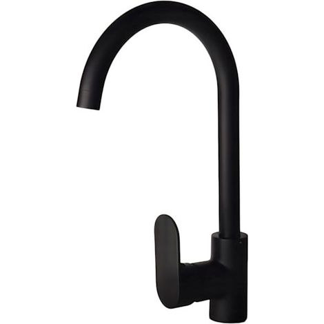 Robinet de cuisine noir - Mitigeur d'évier en acier inoxydable, robinet de cuisine moderne monotrou pivotant à 360°, mitigeurs noirs pour évier, robinets noirs (1/3)