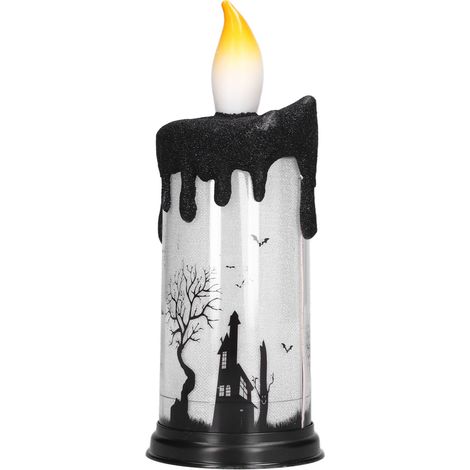 Boule à neige d'Halloween avec bougies lumineuses LED, décoration terroriste, lampe bougie électronique pour fête, château (1/5)
