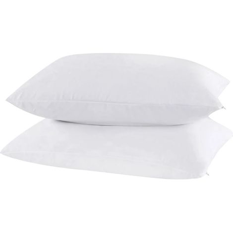 Set 2 Cuscini Guanciale Letto Bianco Microfibra Imbottitura Morbida 90 x 40 cm (1/5)
