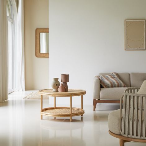 Table basse en tiges de rotin Ella naturel (1/5)