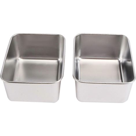 Lot de 2 boîtes de conservation alimentaire carrées en acier inoxydable (argenté) (1/5)