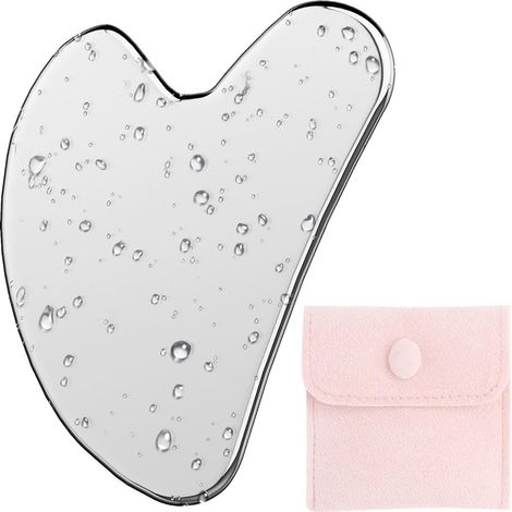 Gua Sha - Acero Inoxidable - Para Contorno Facial y Drenaje Linfático - 50 x 80 mm - 1 Unidad (1/5)