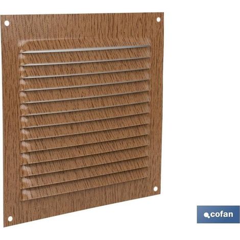 Grille de ventilation en aluminium 15 x 15 cm, épaisseur 0,6 mm, couleur bois de hêtre