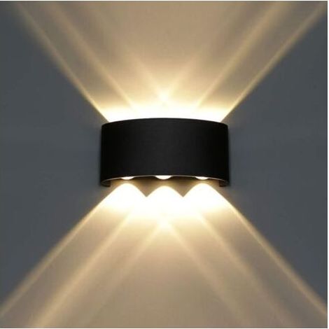 Moderne Lampe Murale LED Applique Murale Up Down Imperméable Aluminium Lèche-murs LED Intérieur Extérieur pour Salle de Bains Porche Chambre à Coucher Couloir Salon Escalier, 6W Blanc Chaud [Classe én (1/4)