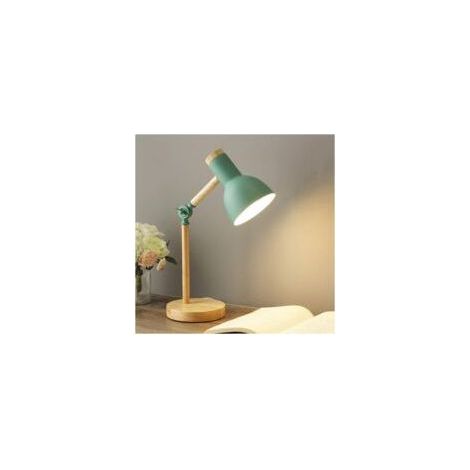 Nachttischlampe, moderne Schreibtischlampe aus Holz mit Metallschirm. Verstellbare Nachttischlampe für Büro, Arbeitszimmer, Schlafzimmer, Wohnzimmer, Kinderzimmer, Leseecke, Grün. (1/5)