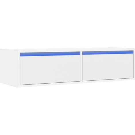 Elegante mobile porta TV a parete con luci LED 100 x 35,5 x 25 cm salvaspazio atmosfera accogliente in legno multistrato bianco 020051327