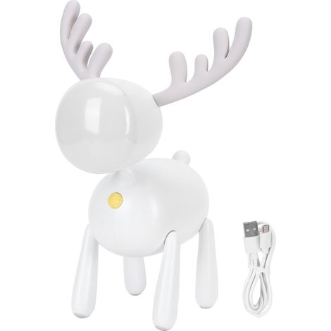 Lumière de chevet LED en forme de cerf cartoon, lampe de table 1200mAh rechargeable USB, décoration chambre blanche (1/5)