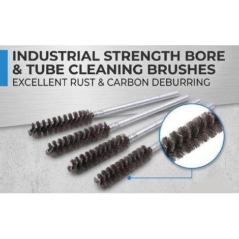 Lot de 4 brosses métalliques en acier inoxydable pour le nettoyage, l'ébavurage et l'élimination de la rouille des tuyaux, de 160 mm de long, pour le nettoyage des pièces automobiles, de la cuisine et (1/5)