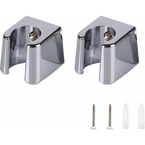 Lot de 2 supports de pommeau de douche, ABS argenté, avec vis, fixation murale, pour salle de bain