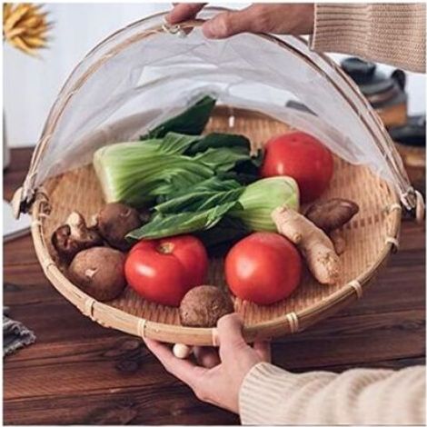 Panier de rangement - - Ø42 cm - Pliable - Tissé robuste - Couvercle rétractable (1/5)