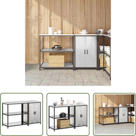 Küchenschränkchen - Aufbewahrungsset für die Küche mit Regal 2 pcs Silber Edelstahl (1/5)