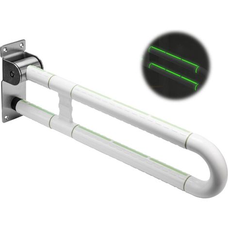 Barra di sostegno pieghevole per WC con maniglia antiscivolo, barra di sicurezza, supporta fino a 250 kg, supporto per bagno in acciaio inossidabile per disabili, anziani e donne incinte (1/4)
