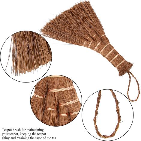 Brosse de nettoyage naturelle pour plateau de thé avec corde de suspension pour nettoyage facile (1/5)