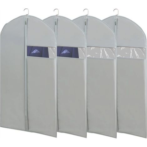 Set di 4 custodie porta abiti per organizzare il tuo guardaroba, 109 cm, grigie