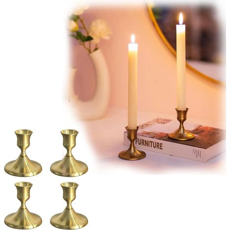CCYKXA Gold candlestick set, 4 pieces, Christmas candlesticks, gold chandelier, Christmas chandelier, candle holders, tealight holder, candlesticks for party decoration, wedding, Christmas, spa and g (1/5)