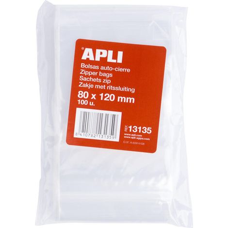 Bolsa con Autocierre Apli 13135/ 80 x 120mm/ 100 unidades
