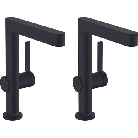 Lot de 2 mitigeurs lavabo HANSGROHE Finoris 230 + bonde Push-Open Noir mat (1/3)